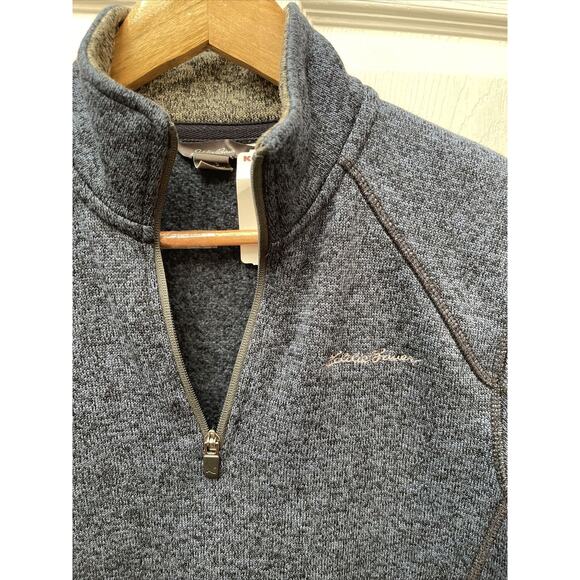 NWOT Eddie Bauer Fleece Mens S Pullover Quarter Zip Dark Blue Sweater - Picture 2 of 5